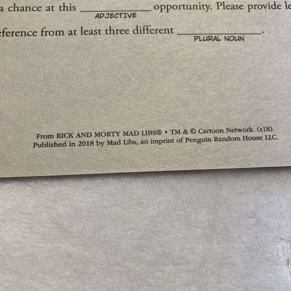 Rick and Morty Mad Libs Paperback By Conte, Kristin Never Used VERY GOOD Madlibs - Picture 5 of 5